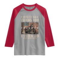 Route Highway 66 Turns 100 I Turn 80 Raglan Shirt Vintage 1946 American Freedom Motorcycle Lover 80th Birthday Gift