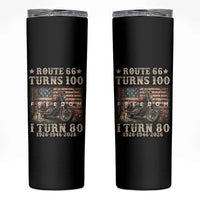 Route Highway 66 Turns 100 I Turn 80 Skinny Tumbler Vintage 1946 American Freedom Motorcycle Lover 80th Birthday Gift