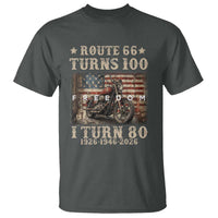 Route Highway 66 Turns 100 I Turn 80 T Shirt Vintage 1946 American Freedom Motorcycle Lover 80th Birthday Gift