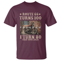 Route Highway 66 Turns 100 I Turn 80 T Shirt Vintage 1946 American Freedom Motorcycle Lover 80th Birthday Gift