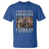Route Highway 66 Turns 100 I Turn 80 T Shirt Vintage 1946 American Freedom Motorcycle Lover 80th Birthday Gift