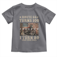 Route Highway 66 Turns 100 I Turn 80 Toddler T Shirt Vintage 1946 American Freedom Motorcycle Lover 80th Birthday Gift