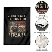 Route Highway 66 Turns 100 I Turn 75 Garden Flag Vintage 1951 American Freedom Motorcycle Lover 75th Birthday Gift