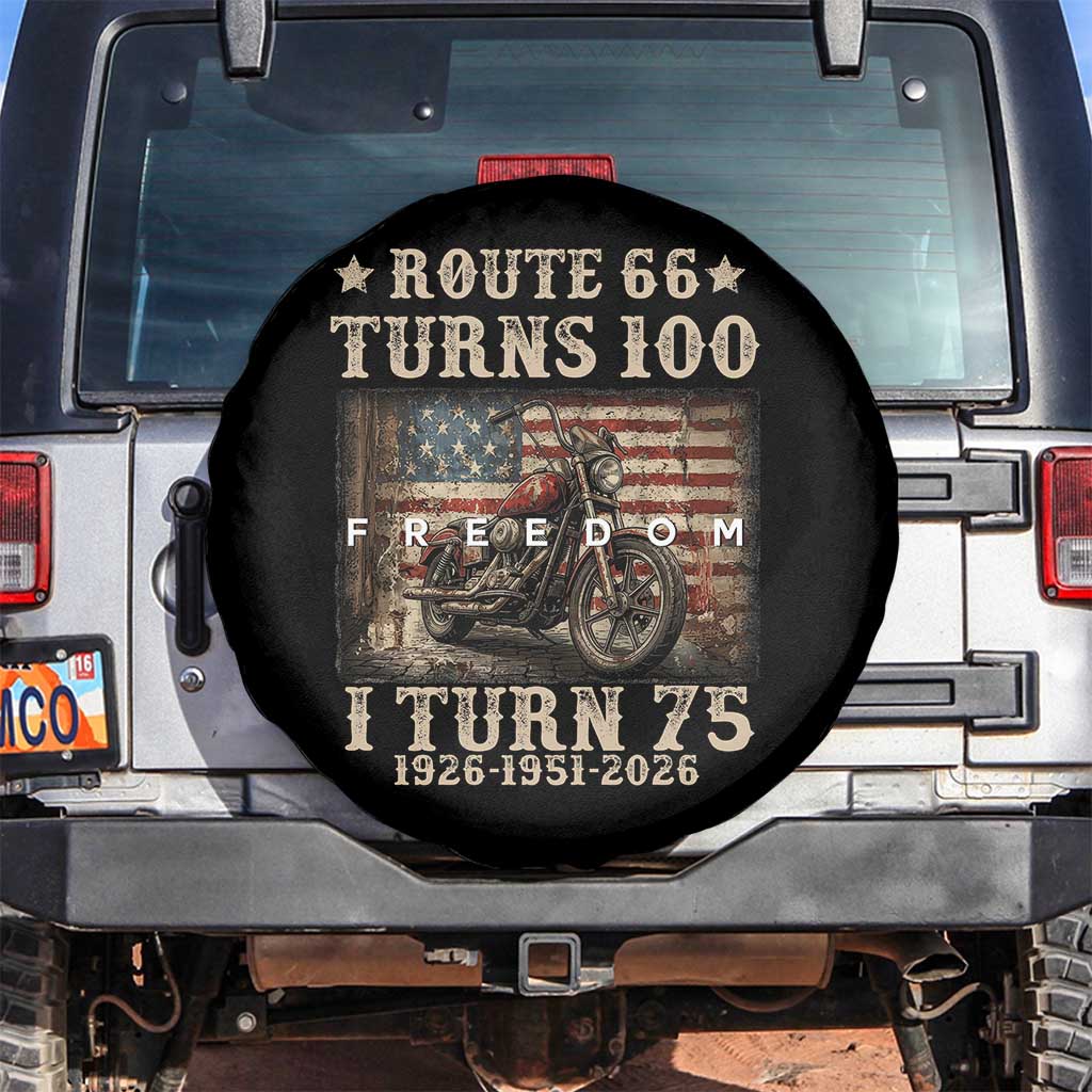 Route Highway 66 Turns 100 I Turn 75 Spare Tire Cover Vintage 1951 American Freedom Motorcycle Lover 75th Birthday Gift