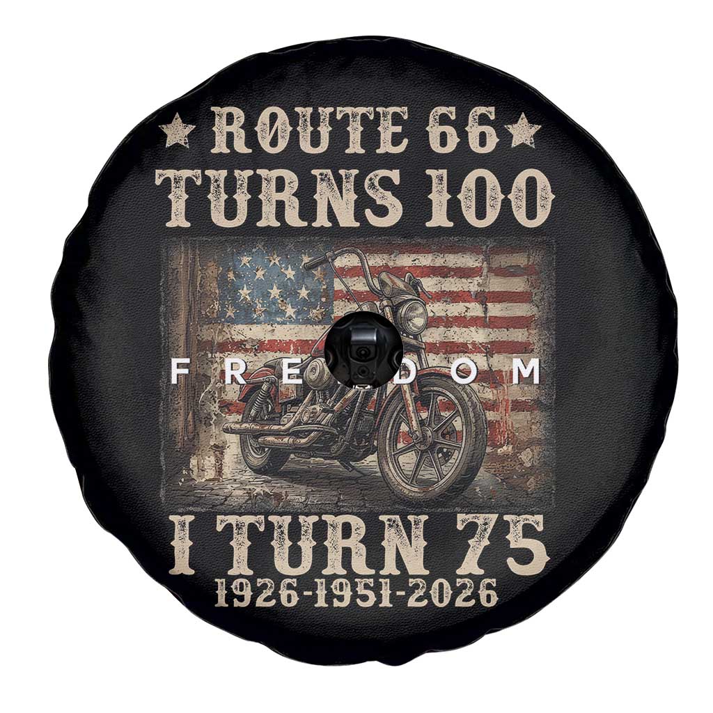 Route Highway 66 Turns 100 I Turn 75 Spare Tire Cover Vintage 1951 American Freedom Motorcycle Lover 75th Birthday Gift