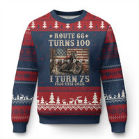 Route Highway 66 Turns 100 I Turn 75 Ugly Christmas Sweater Vintage 1951 American Freedom Motorcycle Lover 75th Birthday Gift