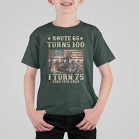 Route Highway 66 Turns 100 I Turn 75 T Shirt For Kid Vintage 1951 American Freedom Motorcycle Lover 75th Birthday Gift