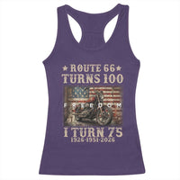Route Highway 66 Turns 100 I Turn 75 Racerback Tank Top Vintage 1951 American Freedom Motorcycle Lover 75th Birthday Gift