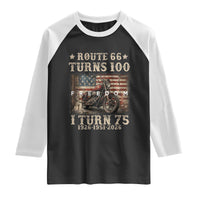 Route Highway 66 Turns 100 I Turn 75 Raglan Shirt Vintage 1951 American Freedom Motorcycle Lover 75th Birthday Gift