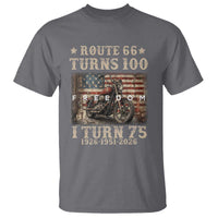 Route Highway 66 Turns 100 I Turn 75 T Shirt Vintage 1951 American Freedom Motorcycle Lover 75th Birthday Gift