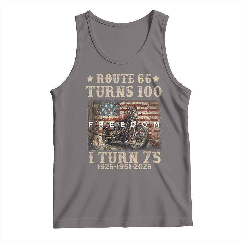 Route Highway 66 Turns 100 I Turn 75 Tank Top Vintage 1951 American Freedom Motorcycle Lover 75th Birthday Gift