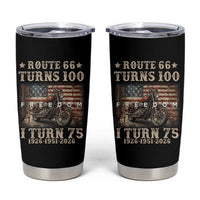 Route Highway 66 Turns 100 I Turn 75 Tumbler Cup Vintage 1951 American Freedom Motorcycle Lover 75th Birthday Gift