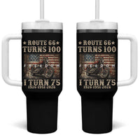 Route Highway 66 Turns 100 I Turn 75 Tumbler With Handle Vintage 1951 American Freedom Motorcycle Lover 75th Birthday Gift