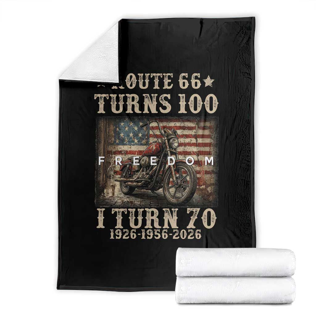 Route Highway 66 Turns 100 I Turn 70 Throw Blanket Vintage 1956 American Freedom Motorcycle Lover 70th Birthday Gift