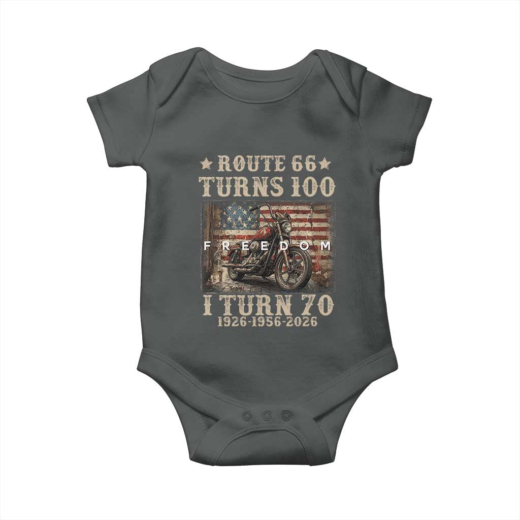 Route Highway 66 Turns 100 I Turn 70 Baby Onesie Vintage 1956 American Freedom Motorcycle Lover 70th Birthday Gift