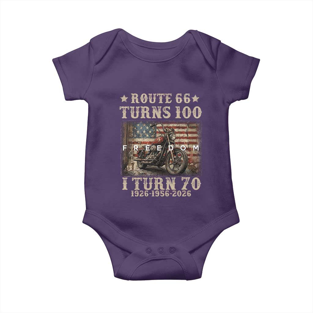 Route Highway 66 Turns 100 I Turn 70 Baby Onesie Vintage 1956 American Freedom Motorcycle Lover 70th Birthday Gift