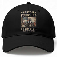 Route Highway 66 Turns 100 I Turn 70 Baseball Cap Vintage 1956 American Freedom Motorcycle Lover 70th Birthday Gift
