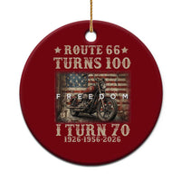 Route Highway 66 Turns 100 I Turn 70 Ceramic Ornament Vintage 1956 American Freedom Motorcycle Lover 70th Birthday Gift