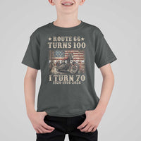 Route Highway 66 Turns 100 I Turn 70 T Shirt For Kid Vintage 1956 American Freedom Motorcycle Lover 70th Birthday Gift