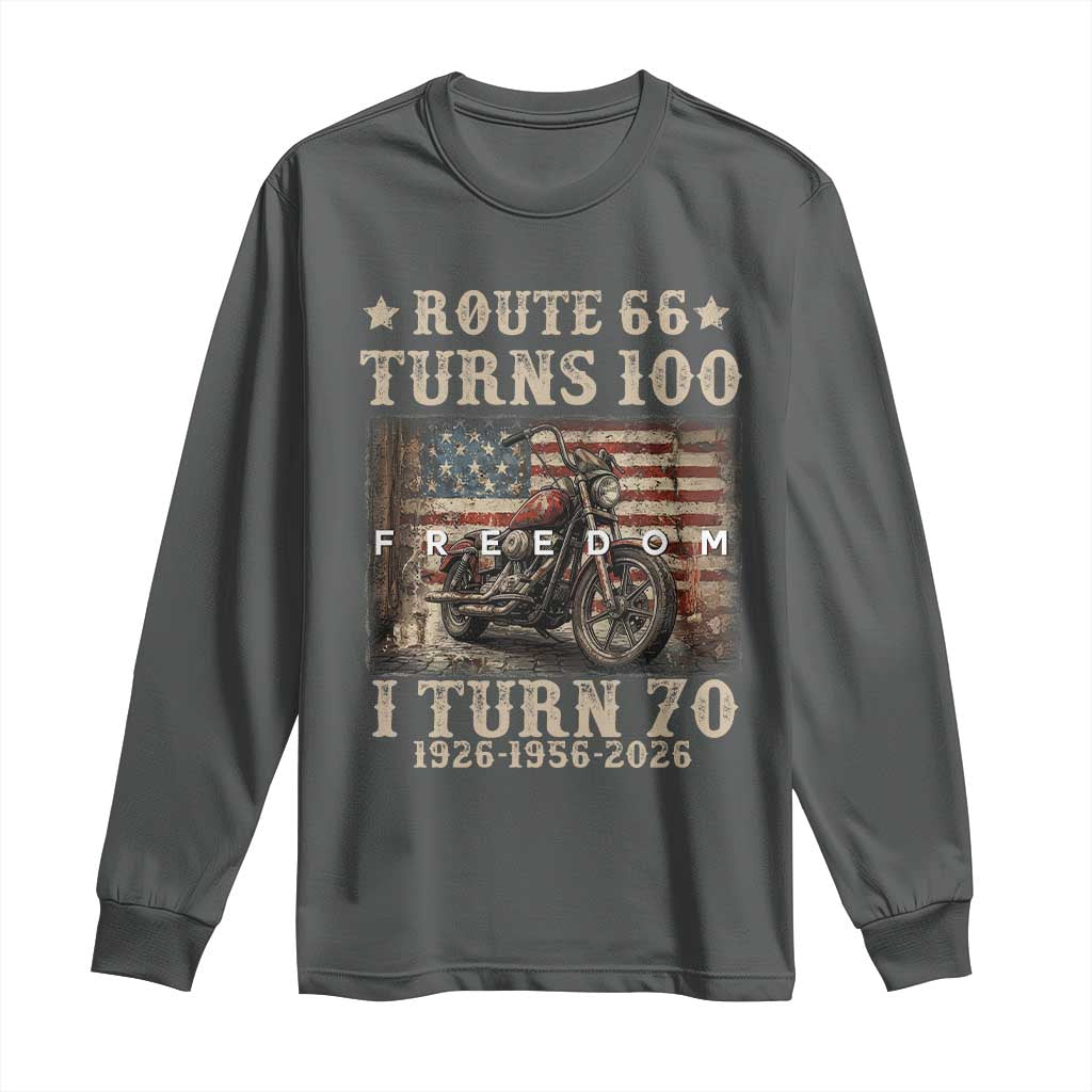 Route Highway 66 Turns 100 I Turn 70 Long Sleeve Shirt Vintage 1956 American Freedom Motorcycle Lover 70th Birthday Gift