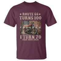 Route Highway 66 Turns 100 I Turn 70 T Shirt Vintage 1956 American Freedom Motorcycle Lover 70th Birthday Gift