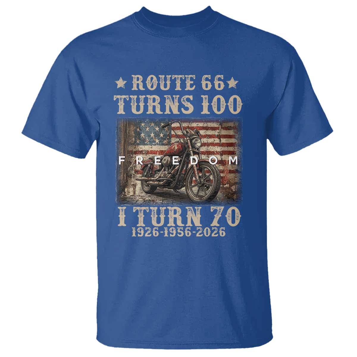Route Highway 66 Turns 100 I Turn 70 T Shirt Vintage 1956 American Freedom Motorcycle Lover 70th Birthday Gift