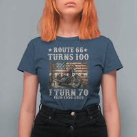 Route Highway 66 Turns 100 I Turn 70 T Shirt For Women Vintage 1956 American Freedom Motorcycle Lover 70th Birthday Gift