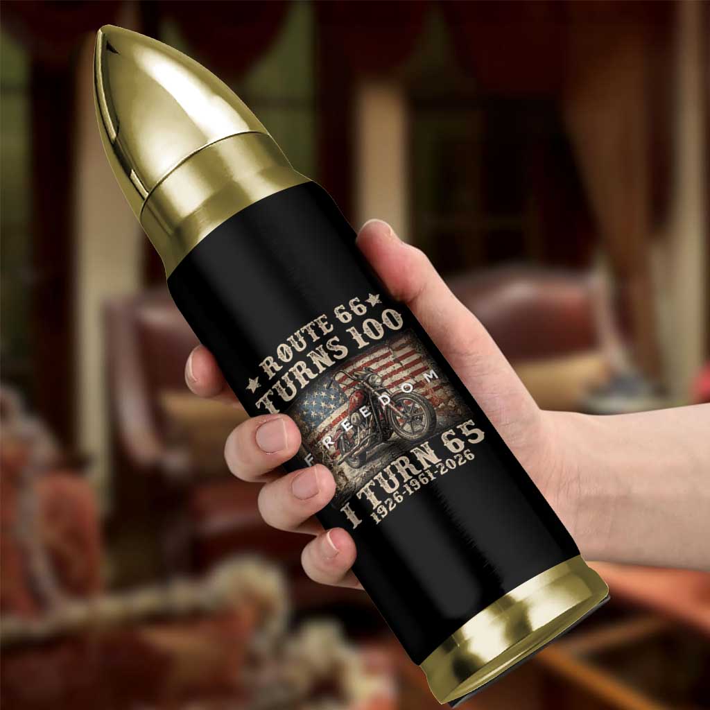 Route Highway 66 Turns 100 I Turn 65 Bullet Tumbler Vintage 1961 American Freedom Motorcycle Lover 65th Birthday Gift