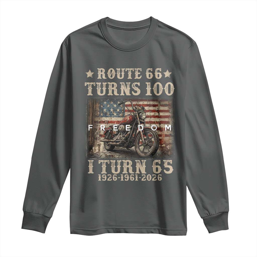 Route Highway 66 Turns 100 I Turn 65 Long Sleeve Shirt Vintage 1961 American Freedom Motorcycle Lover 65th Birthday Gift
