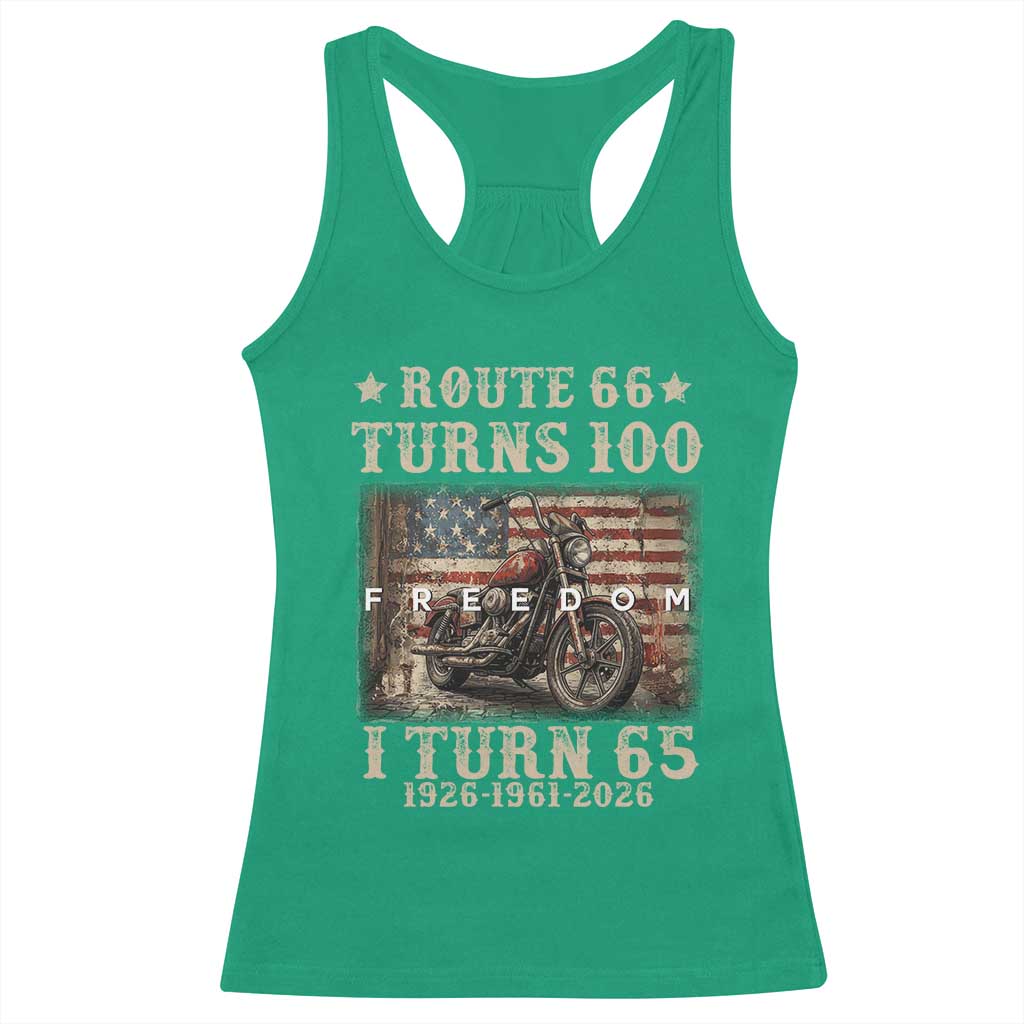 Route Highway 66 Turns 100 I Turn 65 Racerback Tank Top Vintage 1961 American Freedom Motorcycle Lover 65th Birthday Gift