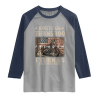 Route Highway 66 Turns 100 I Turn 65 Raglan Shirt Vintage 1961 American Freedom Motorcycle Lover 65th Birthday Gift