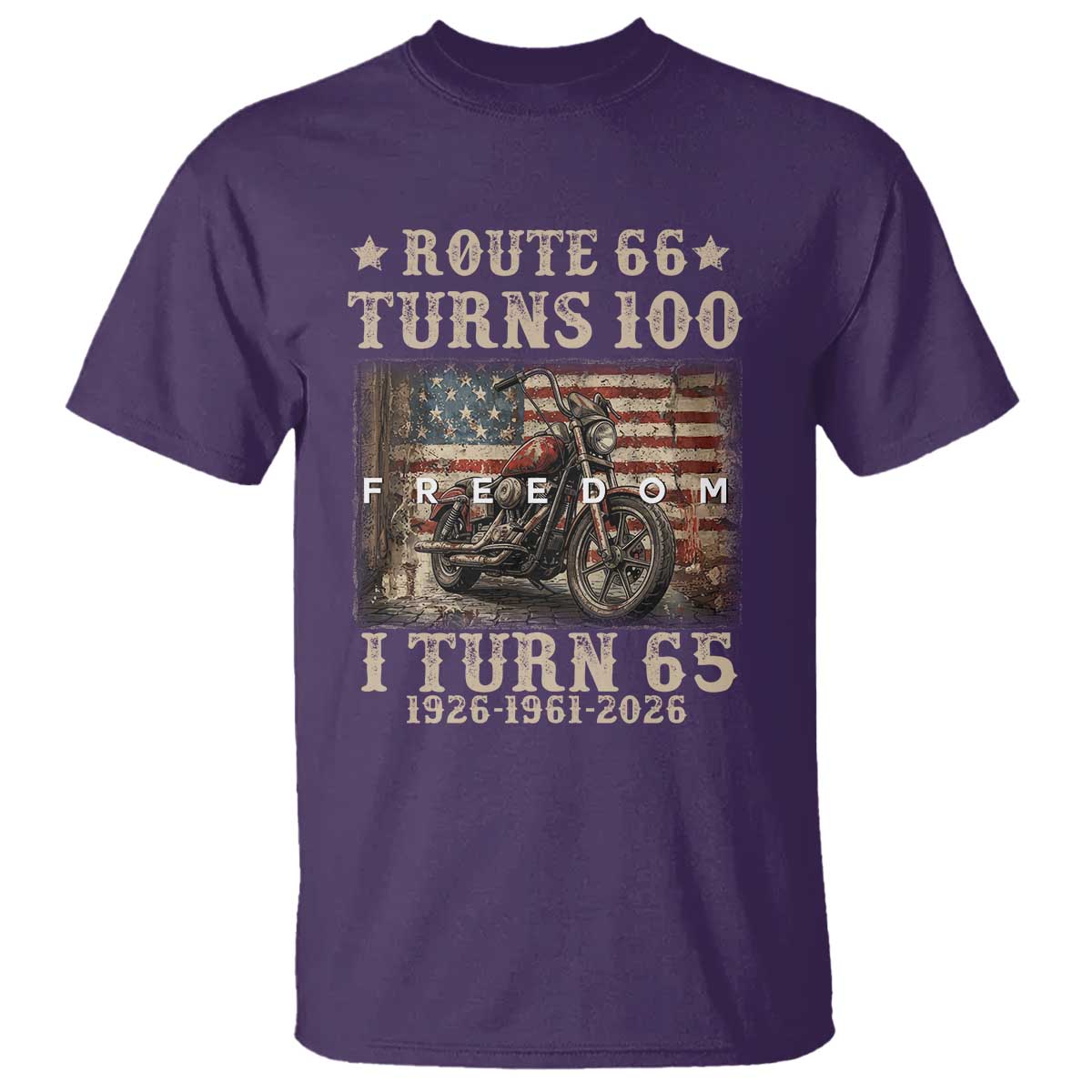 Route Highway 66 Turns 100 I Turn 65 T Shirt Vintage 1961 American Freedom Motorcycle Lover 65th Birthday Gift