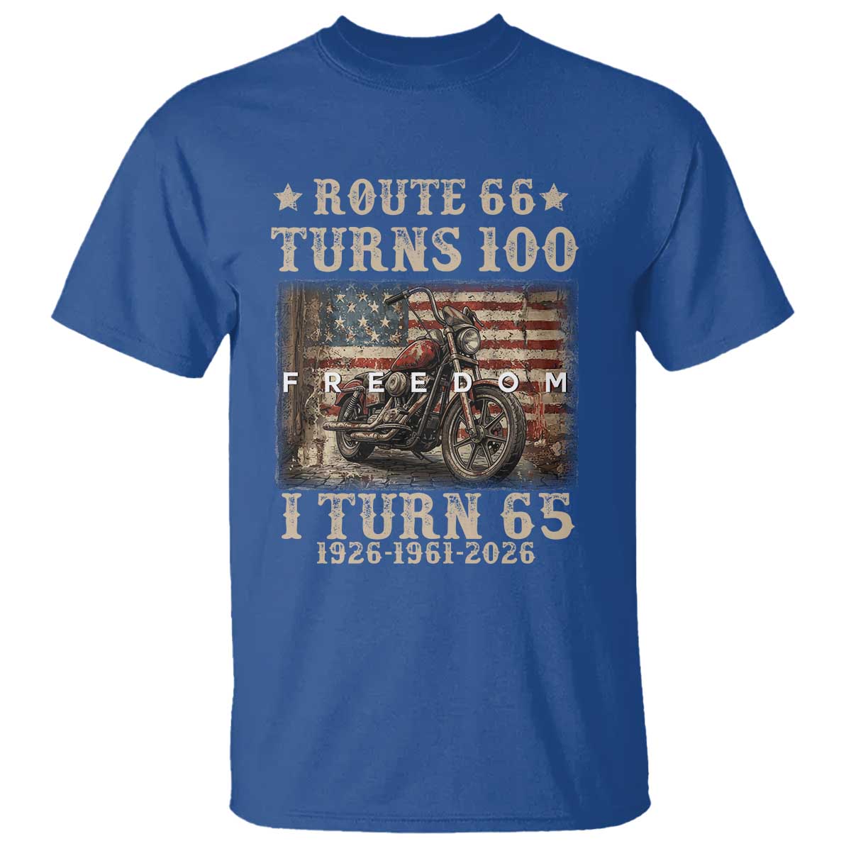 Route Highway 66 Turns 100 I Turn 65 T Shirt Vintage 1961 American Freedom Motorcycle Lover 65th Birthday Gift
