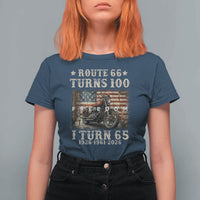 Route Highway 66 Turns 100 I Turn 65 T Shirt For Women Vintage 1961 American Freedom Motorcycle Lover 65th Birthday Gift