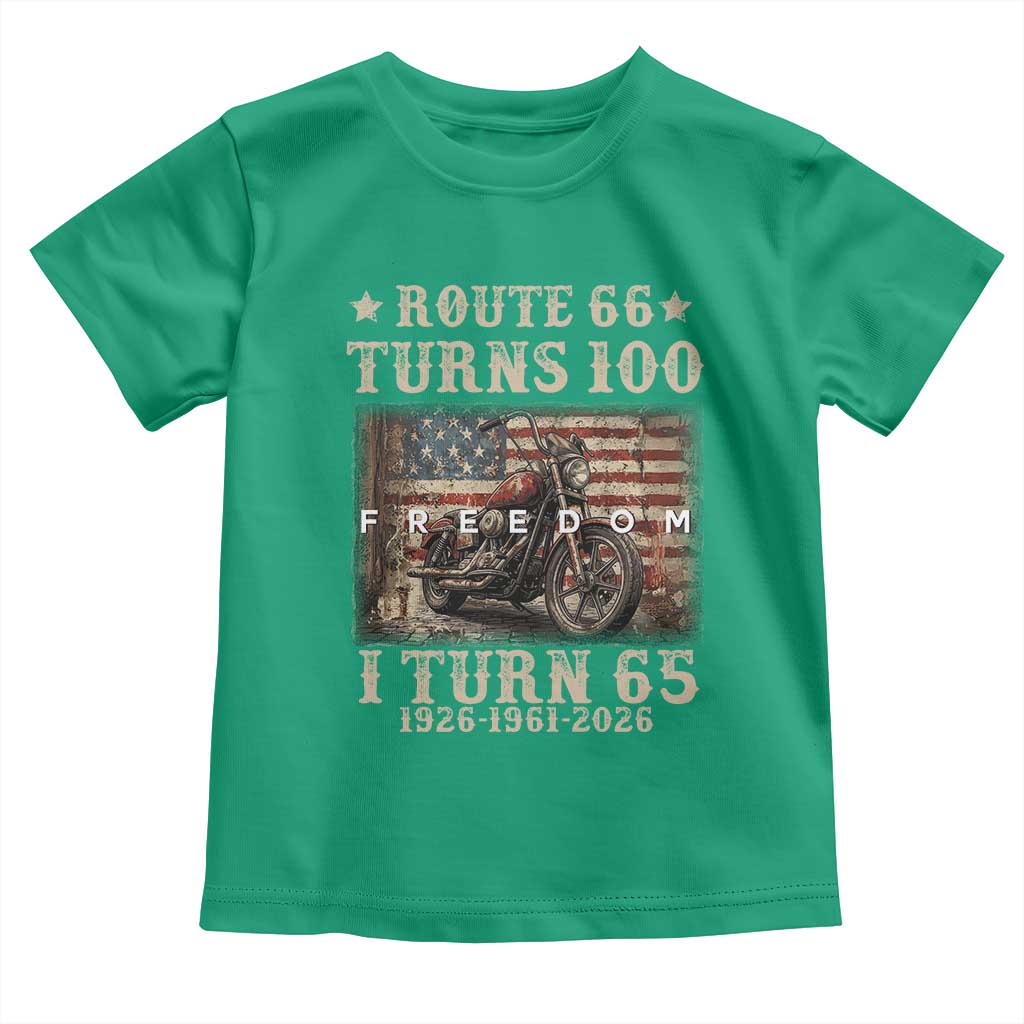 Route Highway 66 Turns 100 I Turn 65 Toddler T Shirt Vintage 1961 American Freedom Motorcycle Lover 65th Birthday Gift