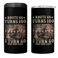 Route Highway 66 Turns 100 I Turn 60 4 in 1 Can Cooler Tumbler Vintage 1966 American Freedom Motorcycle Lover 60th Birthday Gift