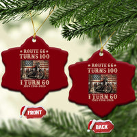 Route Highway 66 Turns 100 I Turn 60 Ceramic Ornament Vintage 1966 American Freedom Motorcycle Lover 60th Birthday Gift