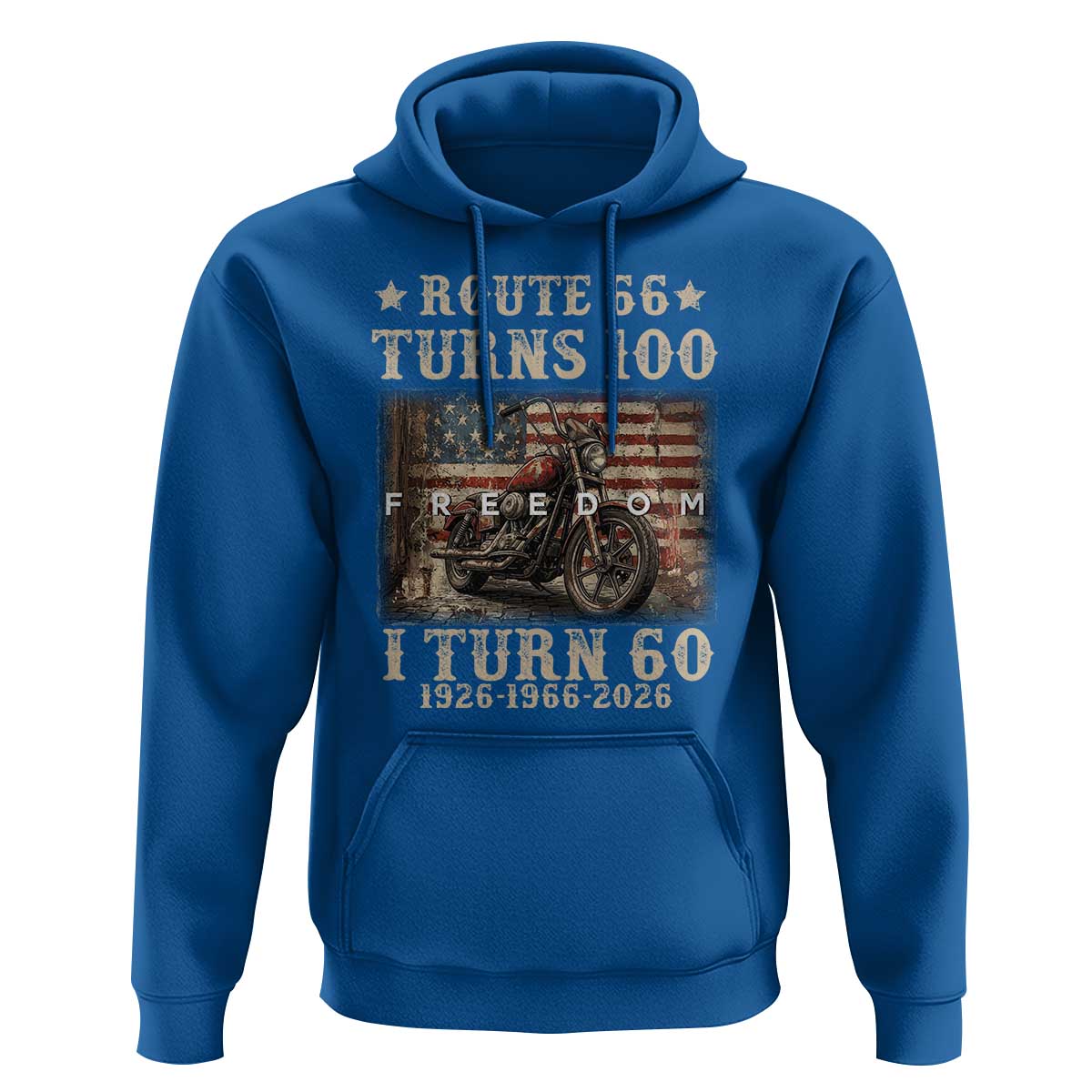 Route Highway 66 Turns 100 I Turn 60 Hoodie Vintage 1966 American Freedom Motorcycle Lover 60th Birthday Gift