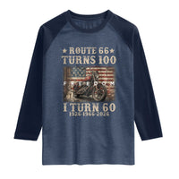 Route Highway 66 Turns 100 I Turn 60 Raglan Shirt Vintage 1966 American Freedom Motorcycle Lover 60th Birthday Gift