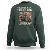 Route Highway 66 Turns 100 I Turn 60 Sweatshirt Vintage 1966 American Freedom Motorcycle Lover 60th Birthday Gift