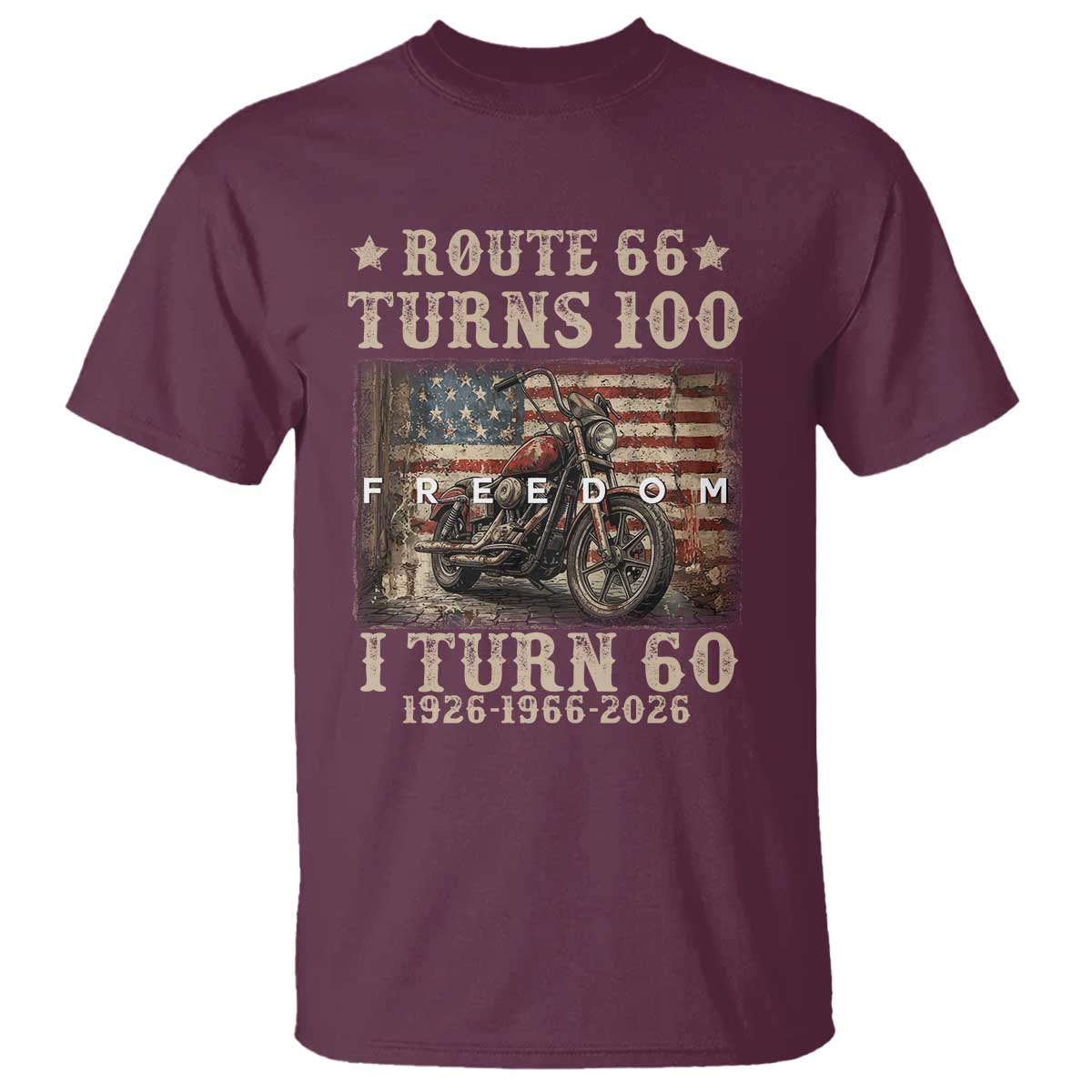 Route Highway 66 Turns 100 I Turn 60 T Shirt Vintage 1966 American Freedom Motorcycle Lover 60th Birthday Gift