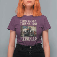 Route Highway 66 Turns 100 I Turn 60 T Shirt For Women Vintage 1966 American Freedom Motorcycle Lover 60th Birthday Gift