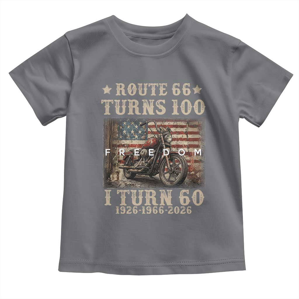 Route Highway 66 Turns 100 I Turn 60 Toddler T Shirt Vintage 1966 American Freedom Motorcycle Lover 60th Birthday Gift