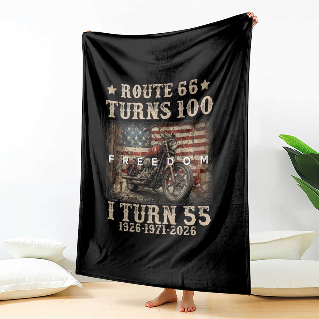 Route Highway 66 Turns 100 I Turn 55 Throw Blanket Vintage 1971 American Freedom Motorcycle Lover 55th Birthday Gift