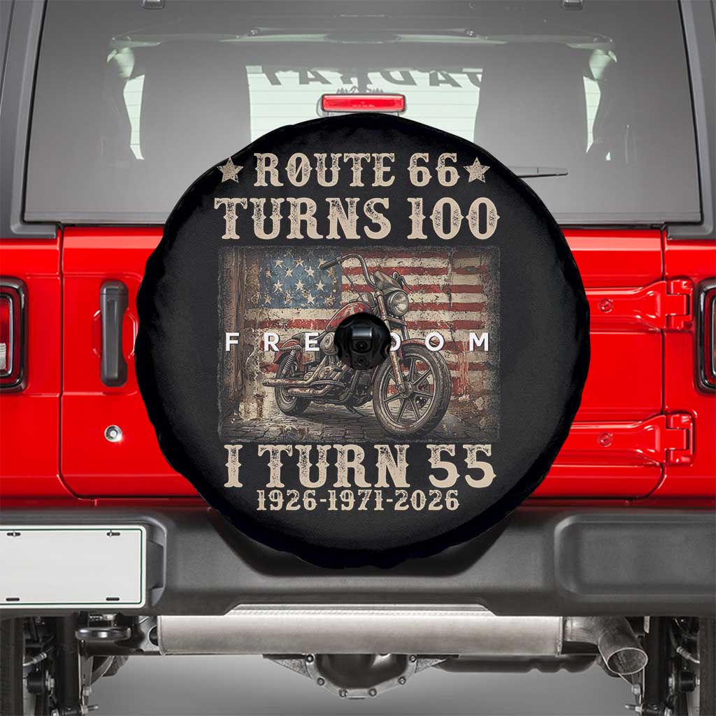 Route Highway 66 Turns 100 I Turn 55 Spare Tire Cover Vintage 1971 American Freedom Motorcycle Lover 55th Birthday Gift