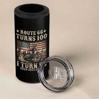 Route Highway 66 Turns 100 I Turn 55 4 in 1 Can Cooler Tumbler Vintage 1971 American Freedom Motorcycle Lover 55th Birthday Gift