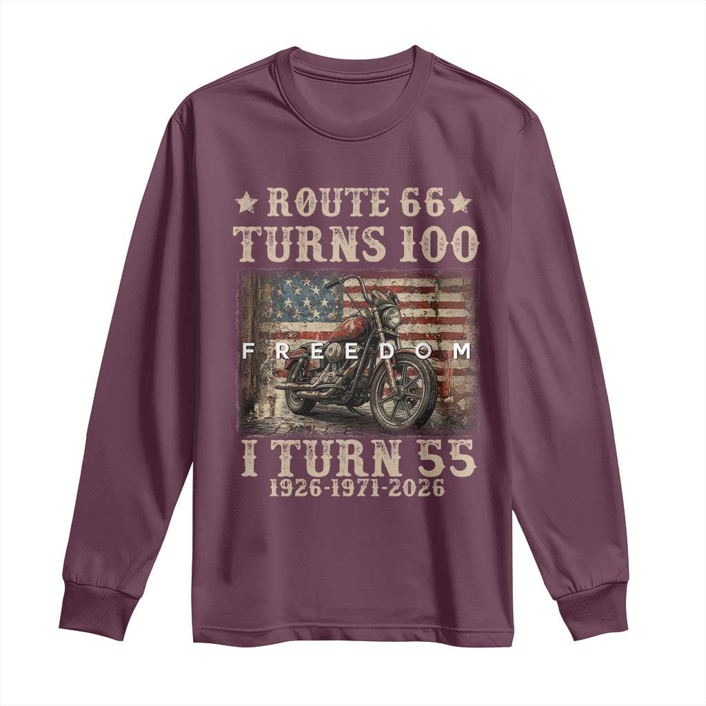 Route Highway 66 Turns 100 I Turn 55 Long Sleeve Shirt Vintage 1971 American Freedom Motorcycle Lover 55th Birthday Gift
