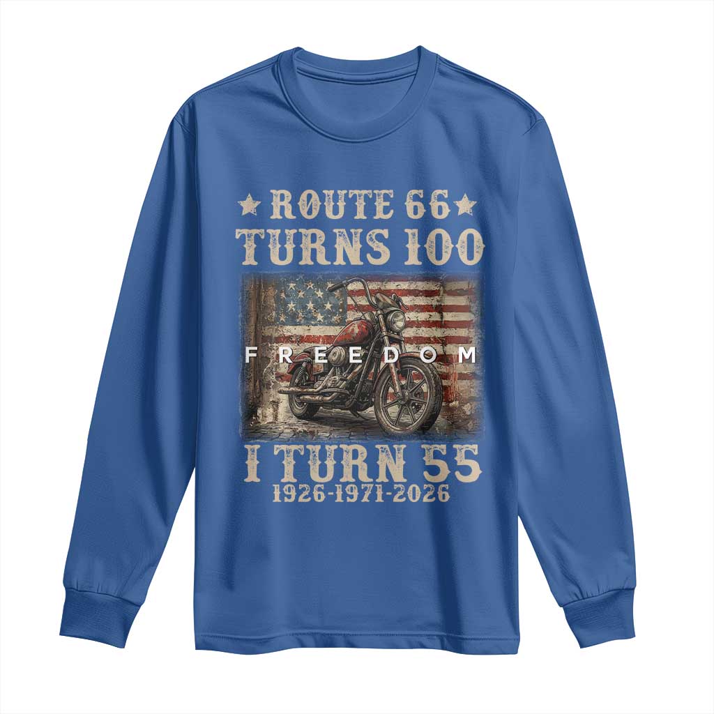 Route Highway 66 Turns 100 I Turn 55 Long Sleeve Shirt Vintage 1971 American Freedom Motorcycle Lover 55th Birthday Gift