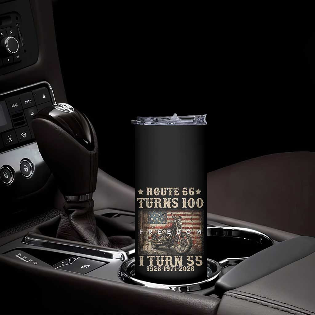 Route Highway 66 Turns 100 I Turn 55 Skinny Tumbler Vintage 1971 American Freedom Motorcycle Lover 55th Birthday Gift