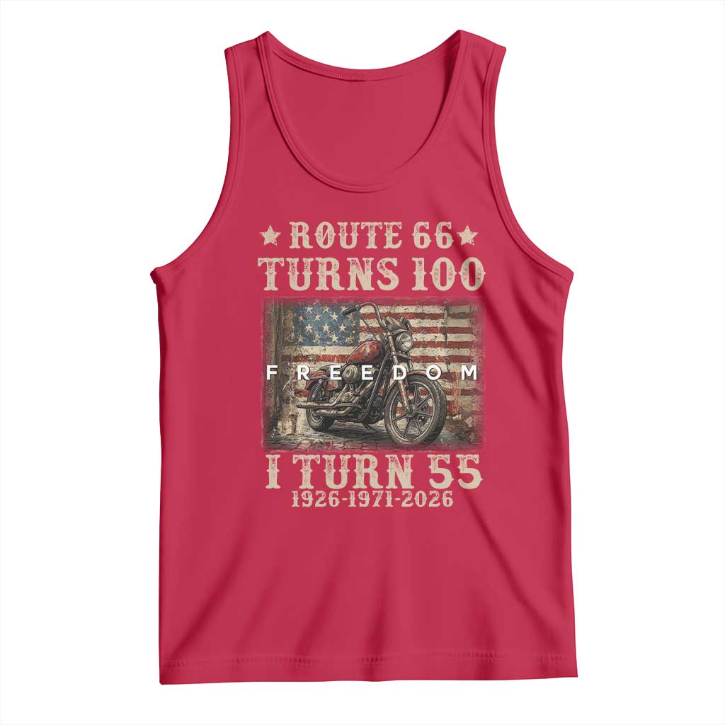 Route Highway 66 Turns 100 I Turn 55 Tank Top Vintage 1971 American Freedom Motorcycle Lover 55th Birthday Gift